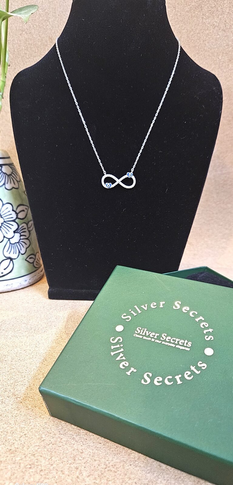 silver infinity evil eye necklace