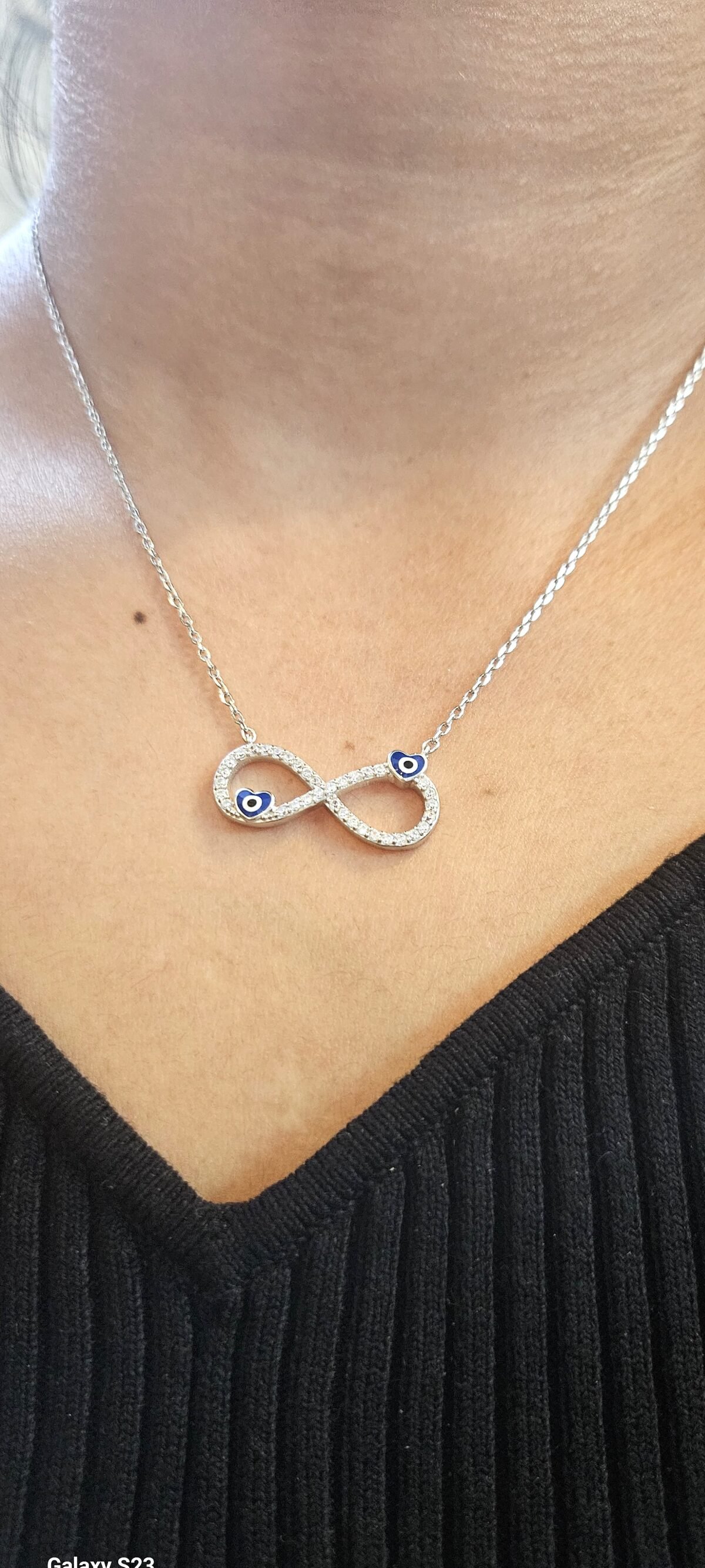 silver infinity evil eye necklace