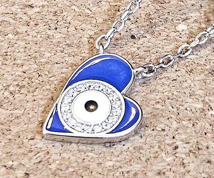 Heart Evil Eye Pendant silver Necklace