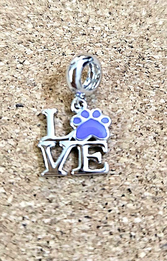 Furry love pendant charm silver