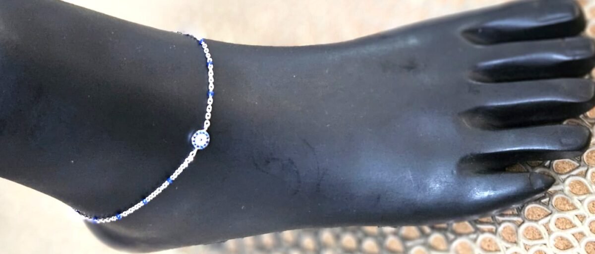 single evil eye silver anklet