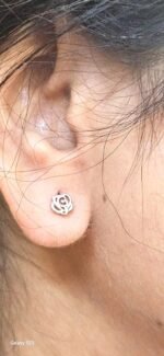 Silver rose adornments earrings studs