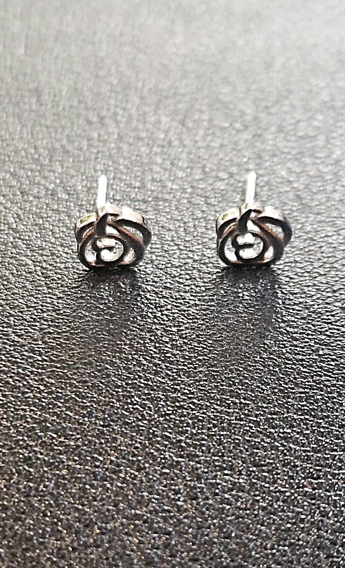 Silver rose adornments earrings studs