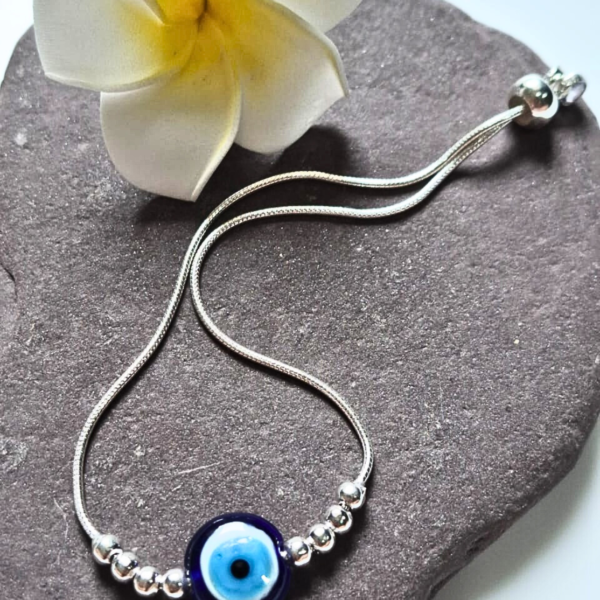 Silver Aura Evil Eye Bracelet