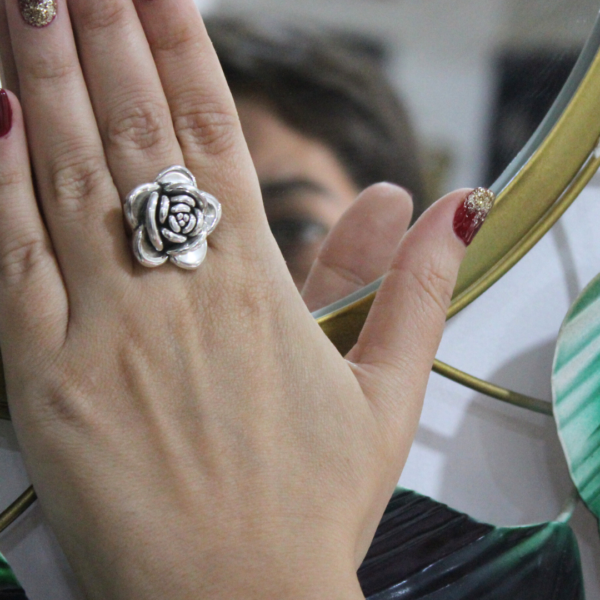 silver rose ring