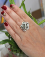 silver rose ring