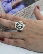 silver rose ring