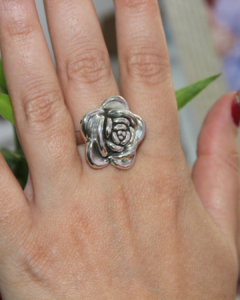 silver rose ring