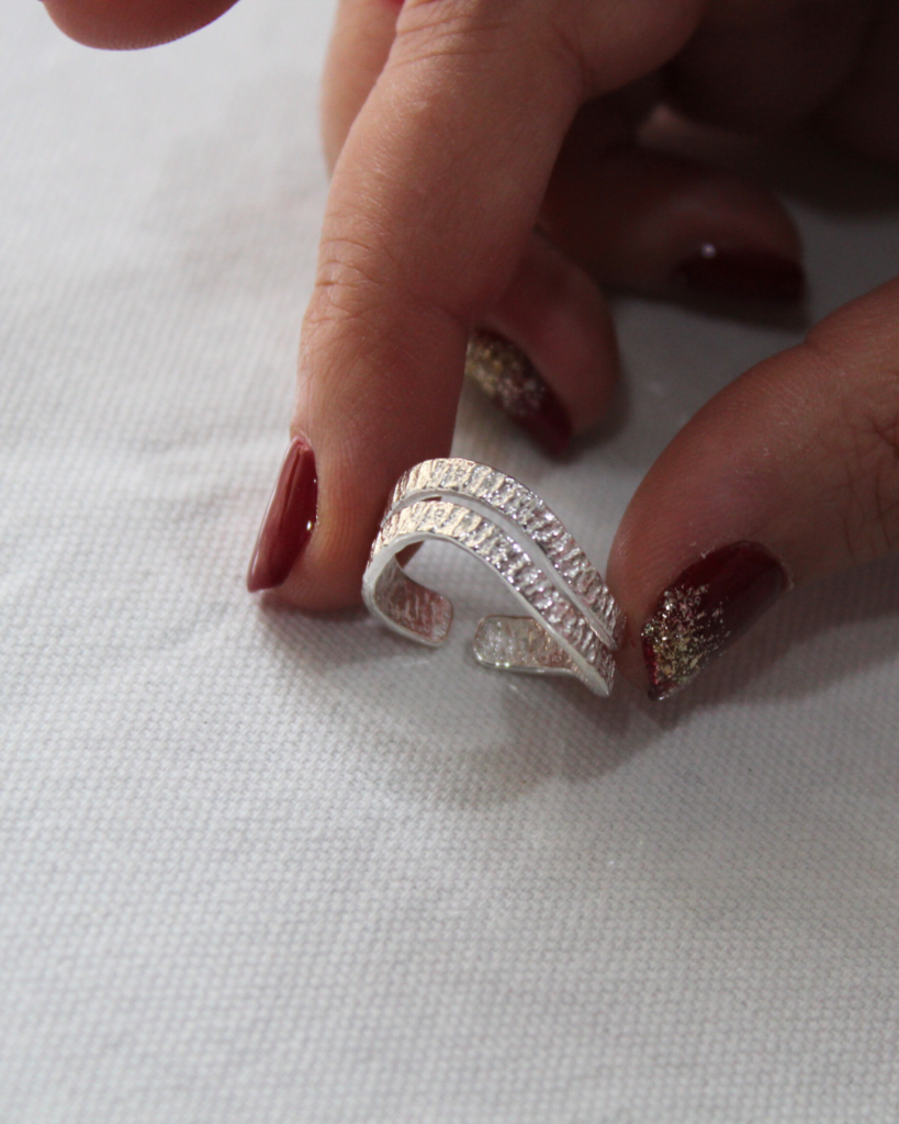 silver adjustable Band Ring