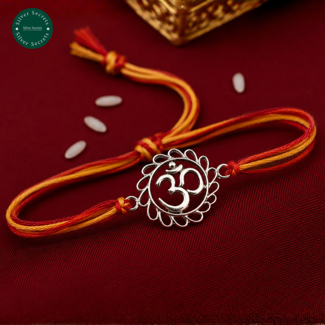 6 OM Silver Rakhi - Image 1